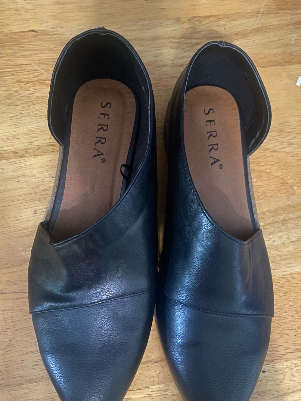 Serra Black Leather Pointed-Toe Slip-On Flats